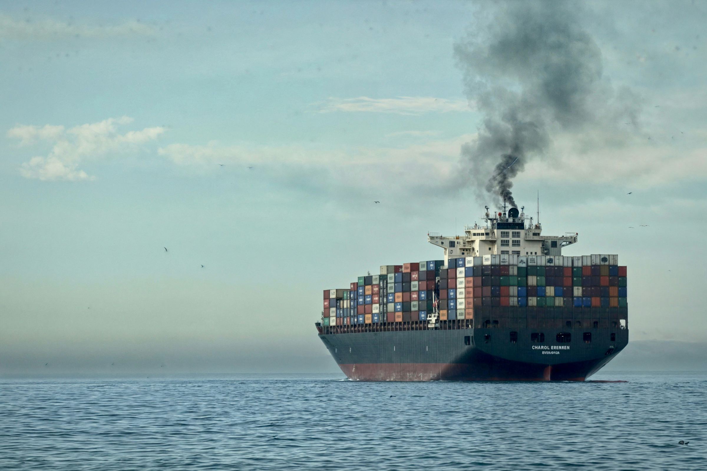 A container ship at sea